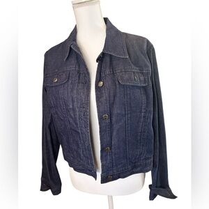 Armani Exchange Dark Wash Denim Jacket Cropped Button Front